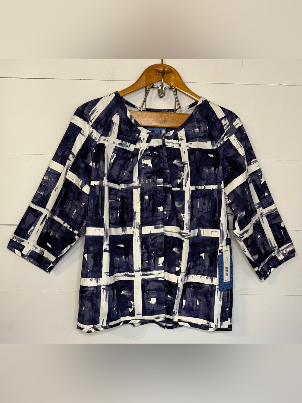 Simply Vera Vera Wang Navy & White Abstract Jacket Size L NWT